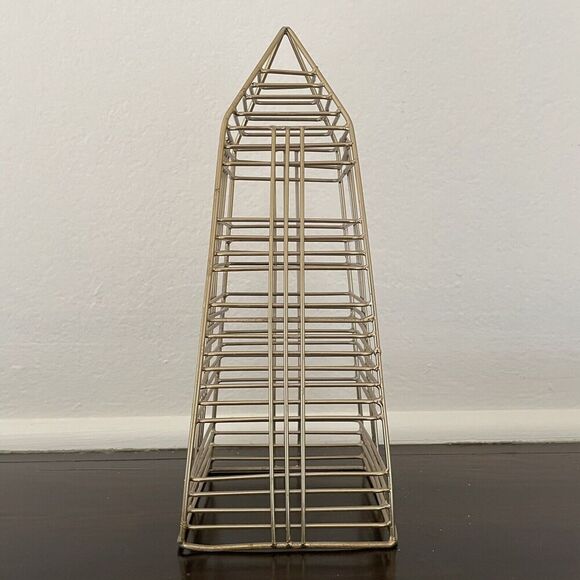 Wire Obelisk Metal Trellis Tabletop Sculpture Copper 10x4” Home Decor MCM Modern - Picture 2 of 8